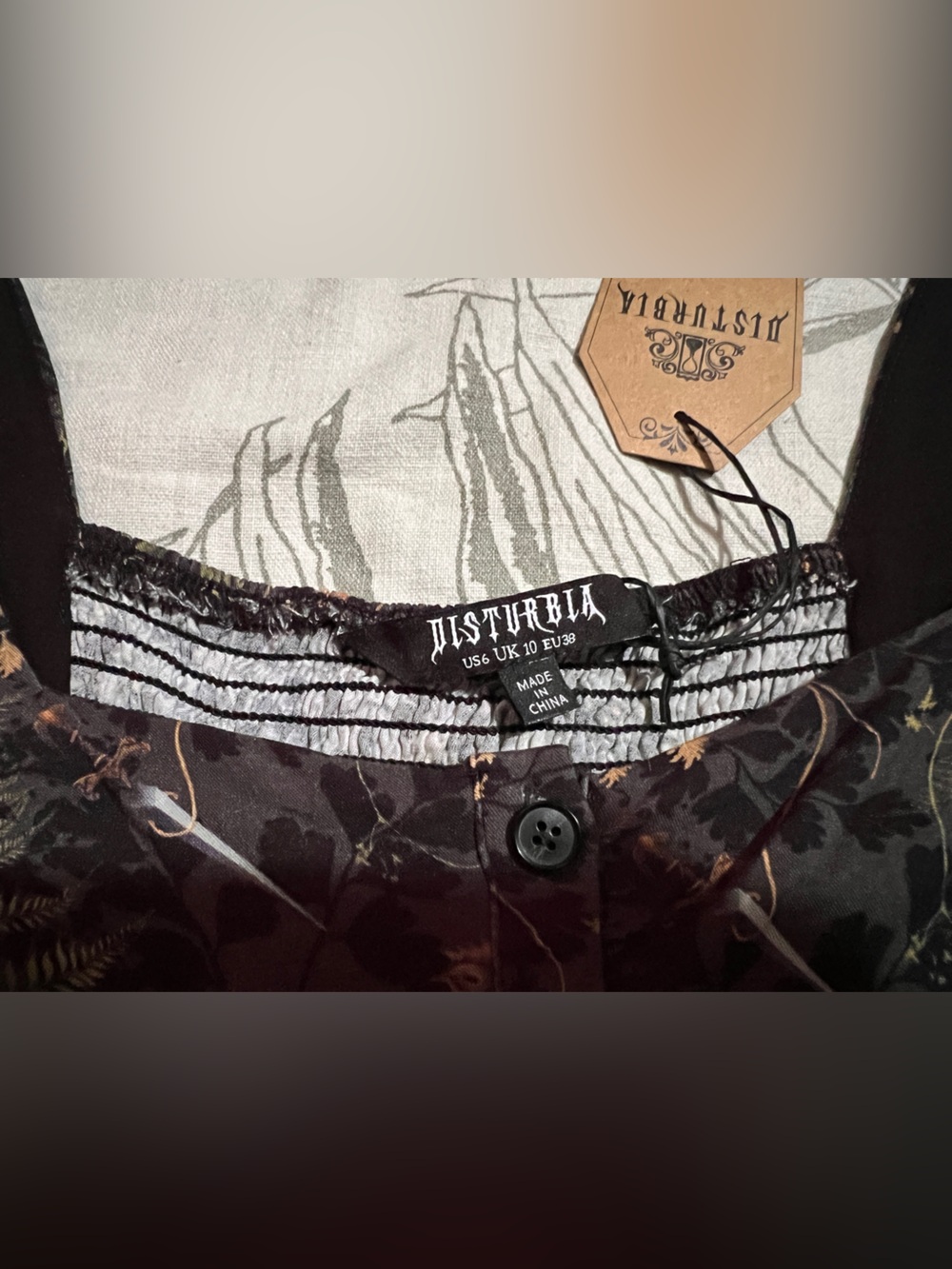 NWT Disturbia Withered Fern Square-Neck Crop Top - Picture 4 of 6